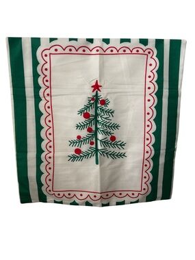 Festive Green & White Square Holiday Throw Pillow Cover